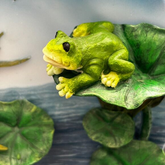 Herco Plate Frogs Ceramic 3-D Plate Statue Figurine Frogs, Waterlilies Gift - Picture 8 of 16